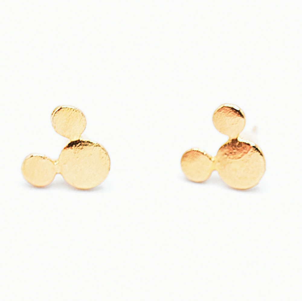 Gold Tone Stud Earrings, Fashion Mouse Stud Earrings, New